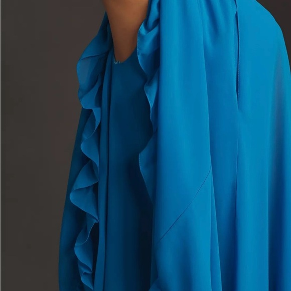 NWT Mac Duggal Long-Sleeve High-Neck Mini Cape Formal Dress SZ 0 - Picture 4 of 17